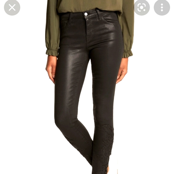 J Brand Women's Coated Super Skinny Low-Rise Black Legging Jeans, 901T289, - Picture 1 of 8